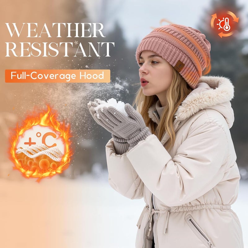 Durio Womens Knit Beanie Winter Thick Solid Fleece Lined Beanie Hats for Women Men Unisex Warm Skiing Beanies - Image 4